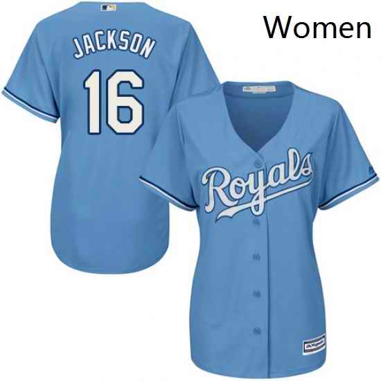 Womens Majestic Kansas City Royals 16 Bo Jackson Authentic Light Blue Alternate 1 Cool Base MLB Jersey